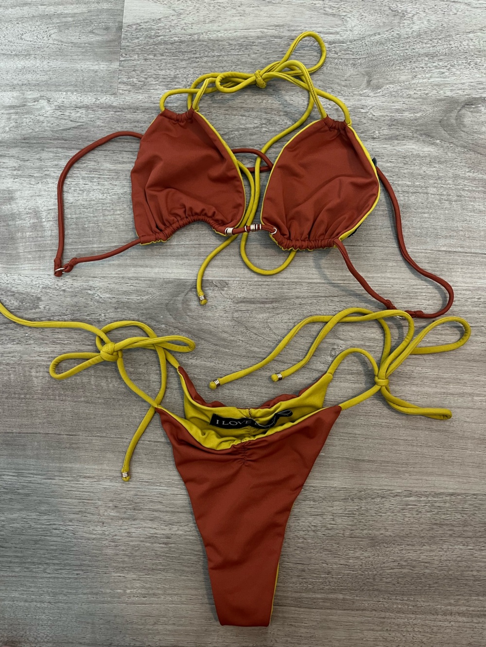 Indah Rust Bikini with Yellow Trim
